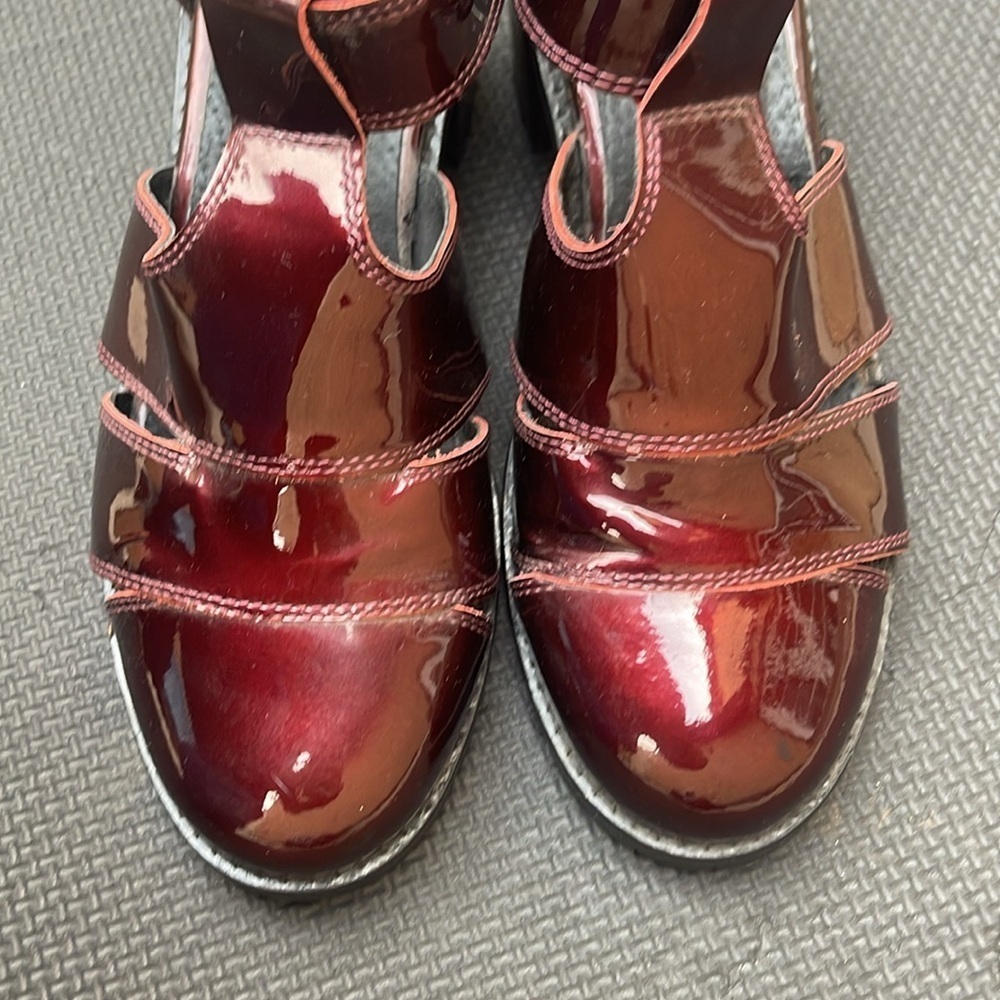 Office London Burgundy Patent Leather Heels Size 38|7 - Picture 5 of 8
